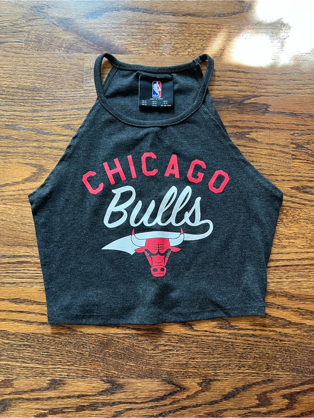 NBA Chicago Bulls Halter Crop Top in dark gray, Red and White